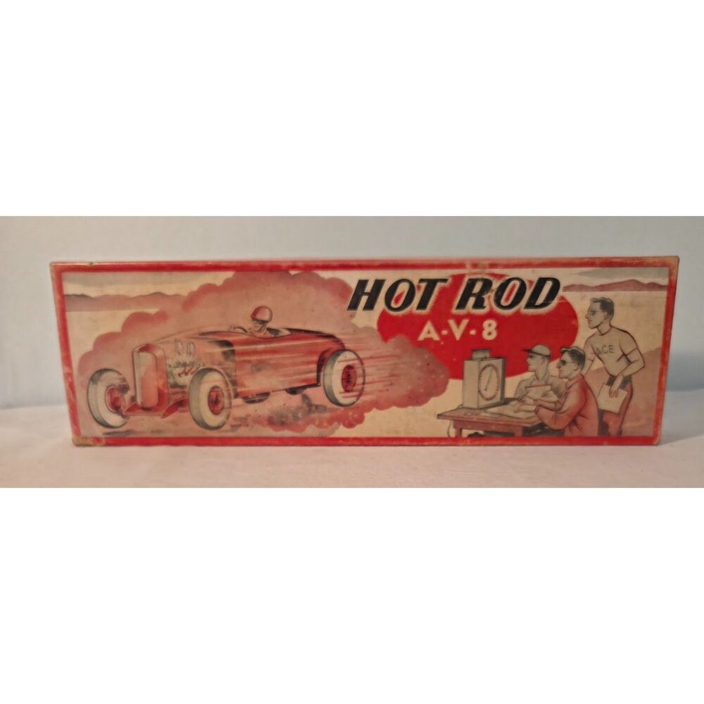 Vintage Ace Hot Rod A-V-8 Wood Model Kit w/ Original Box